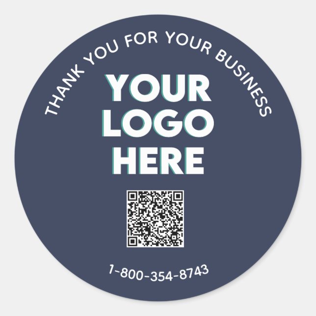 Business Thank You Custom Logo QR Code    Classic Round Sticker (Front)