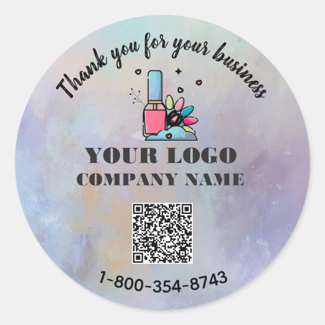 Business Thank You Custom Logo QR Code    Classic Round Sticker (Front)