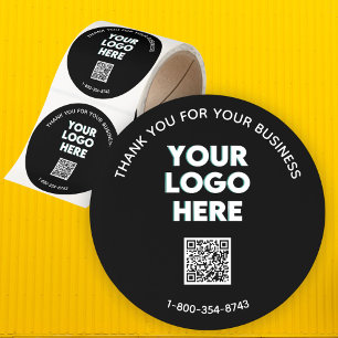 Business Thank You Custom Logo QR Code Classic Round Sticker