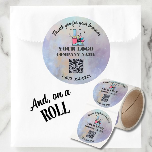 Business Thank You Custom Logo QR Code Classic Round Sticker (Creator Uploaded)