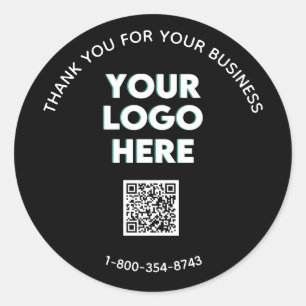 Business Thank You Custom Logo QR Code    Classic Round Sticker