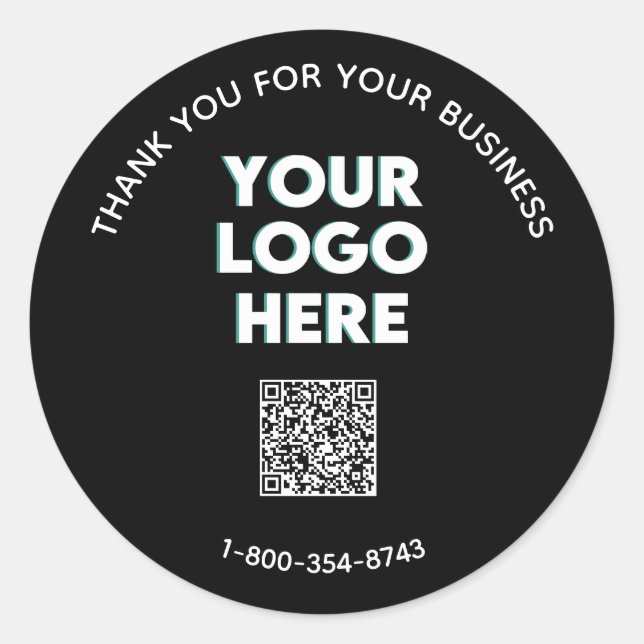 Business Thank You Custom Logo QR Code    Classic Round Sticker (Front)