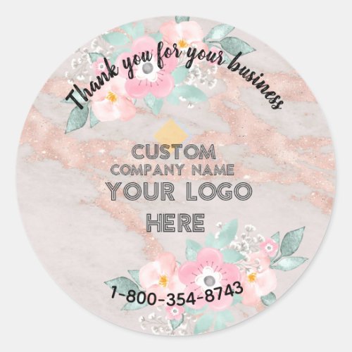 Business Thank You Custom Logo QR Code   Classic Round Sticker