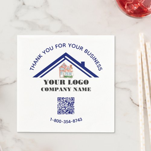 Business Thank You Custom Logo QR Code    Napkins