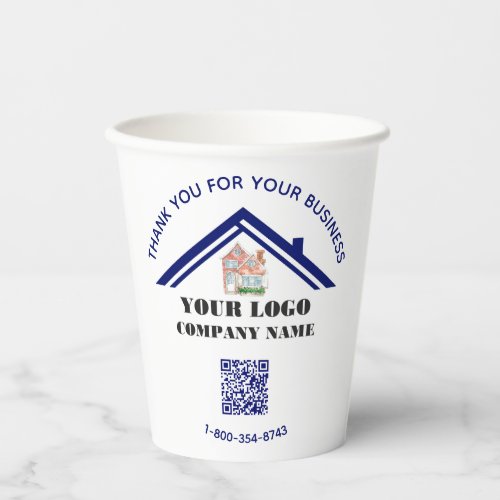 Business Thank You Custom Logo QR Code   Paper Cups
