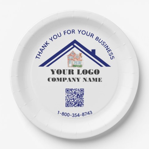 Business Thank You Custom Logo QR Code    Paper Plates