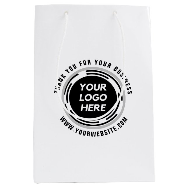 Business Thank You Custom Logo Round Medium Gift Bag (Front)