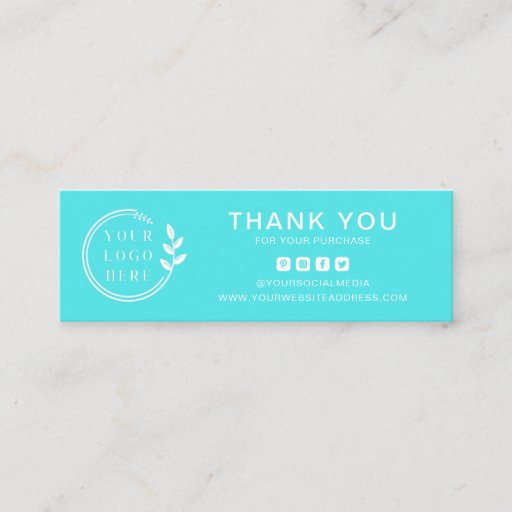 Customizable Business Thank You Custom Logo Social Media Mini Business Card