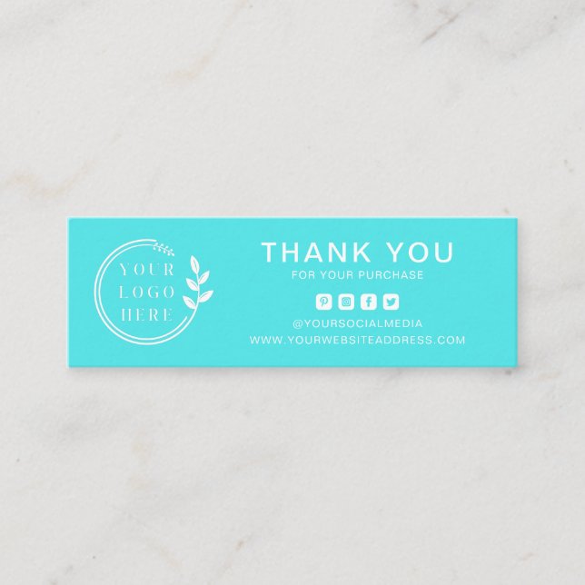 Business Thank You Custom Logo Social Media Mini Business Card (Front)