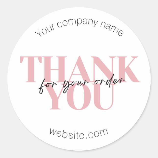 Business Thank You Custom Minimalist  Classic Round Sticker (Front)
