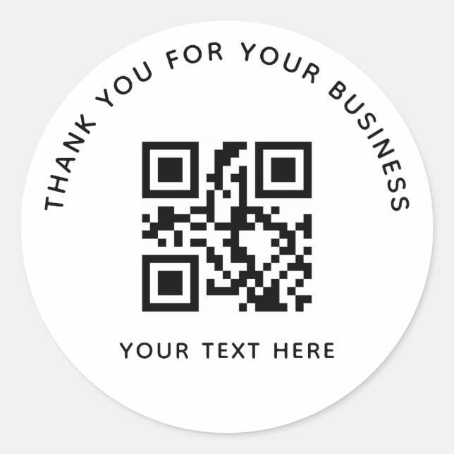 Business Thank You Custom QR Code White Classic Round Sticker (Front)