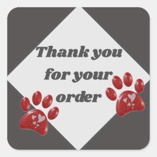 Business Thank You Customer Appreciation Red Paws Square Sticker