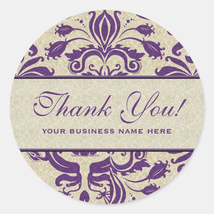 Business Thank You Customized Stickers Purple Zazzle 2228