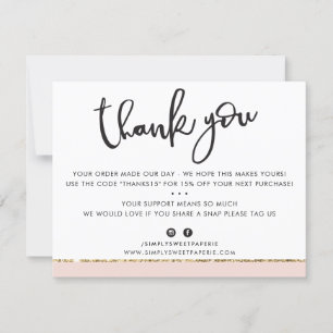 BUSINESS THANK YOU cute elegant pink gold glitter Card