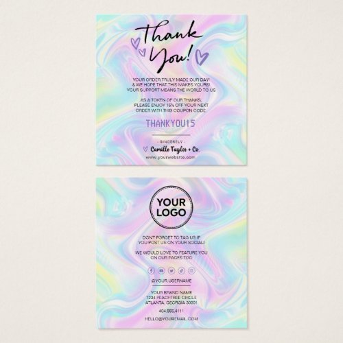 Business Thank You Discount Code Card Holographic