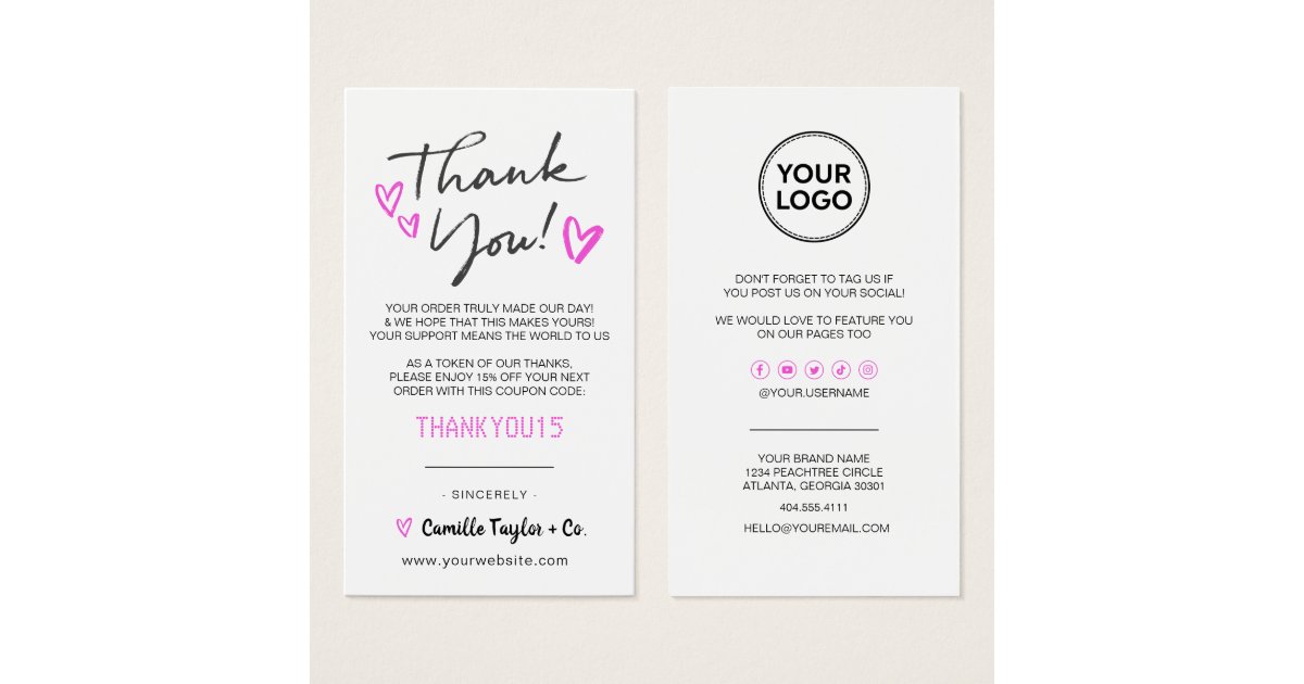 Business Thank You & Discount Code Card | Modern | Zazzle
