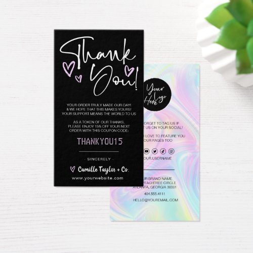 Business Thank You  Discount Code Holographic