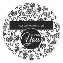 Business Thank You Doodle Curls Black and White