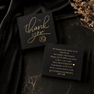 Business Thank You Elegant Black and Gold Foil Spot Gloss Business Cards