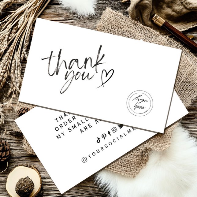 Business Thank You Elegant Black and White Business Card (Business Thank You Elegant Black and White Business Card #zazzlemade #blackwhitethankyoucard #simple)
