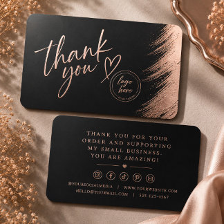 Business Thank You Elegant Black Foil Spot Gloss Business Cards