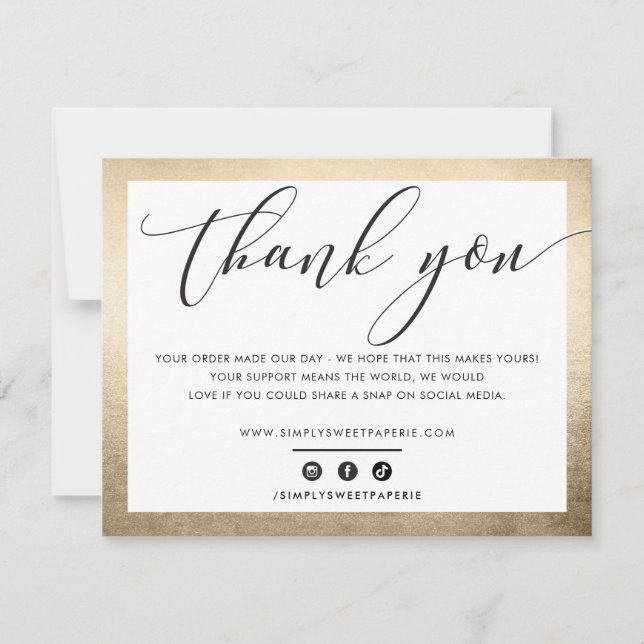BUSINESS THANK YOU elegant black gold look LOGO (Front)
