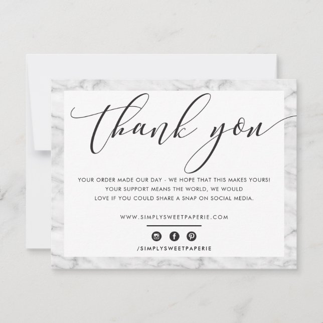 BUSINESS THANK YOU elegant black gray marble LOGO (Front)