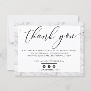 BUSINESS THANK YOU elegant black gray marble LOGO Card