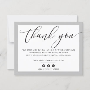 BUSINESS THANK YOU elegant modern black grey LOGO Card