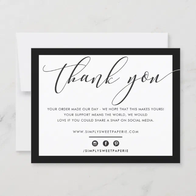 BUSINESS THANK YOU elegant modern black white LOGO | Zazzle