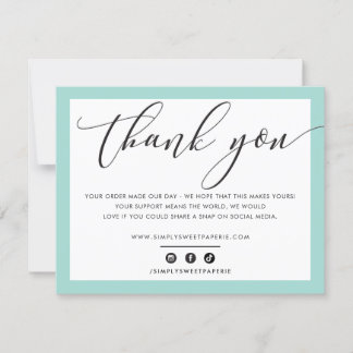 BUSINESS THANK YOU elegant modern mint green LOGO Card