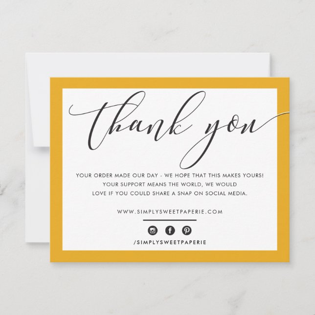 BUSINESS THANK YOU elegant modern yellow LOGO (Front)
