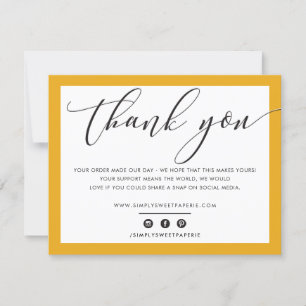 BUSINESS THANK YOU elegant modern yellow LOGO Card