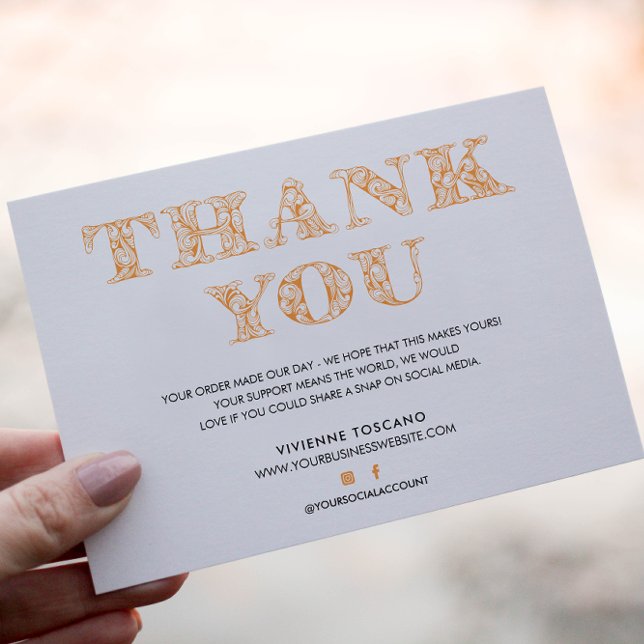 BUSINESS THANK YOU ELEGANT ORANGE SWIRL LOGO  ENCLOSURE CARD (Creator Uploaded)