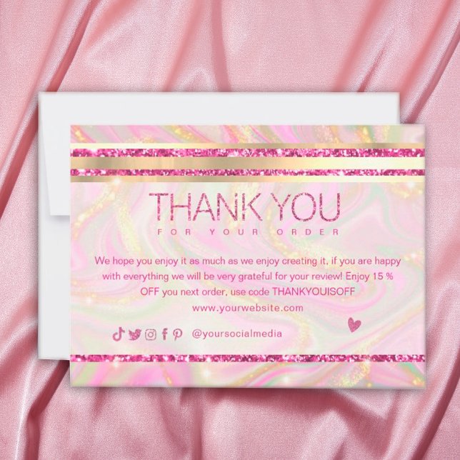 Business Thank You Elegant Pink Marble Gold Logo (Creator Uploaded)
