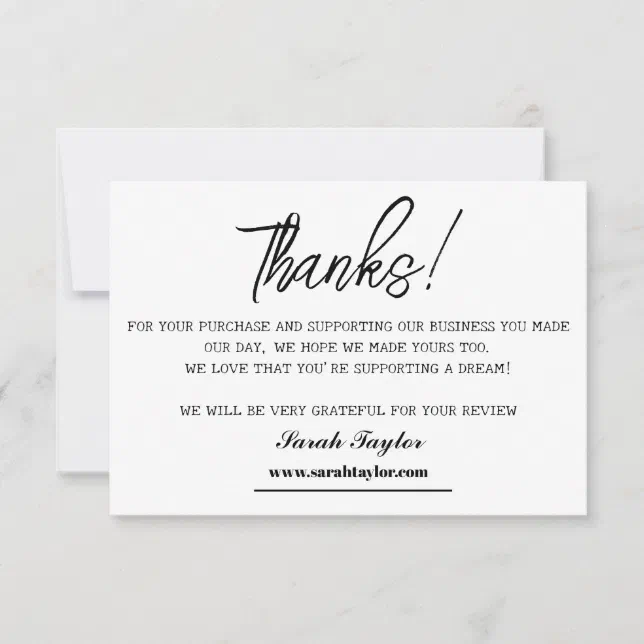 Business Thank You Elegant Script Bold Custom | Zazzle