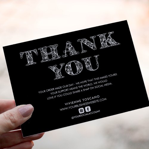 BUSINESS THANK YOU ELEGANT SWIRL LOGO  ENCLOSURE CARD