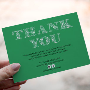 BUSINESS THANK YOU ELEGANT SWIRL LOGO GREEN ENCLOSURE CARD