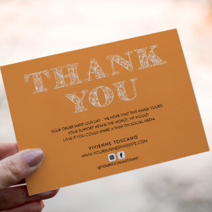 BUSINESS THANK YOU ELEGANT SWIRL LOGO ORANGE ENCLOSURE CARD