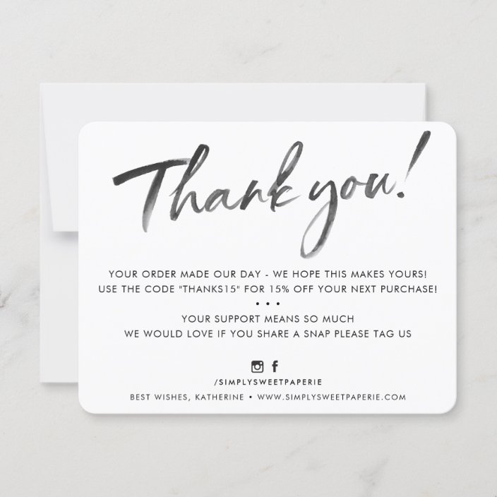 Business Thank You Elegant Watercolor Ink Black 