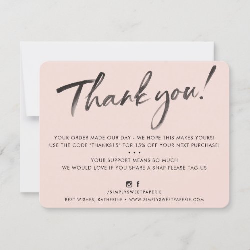 BUSINESS THANK YOU elegant watercolor ink blush