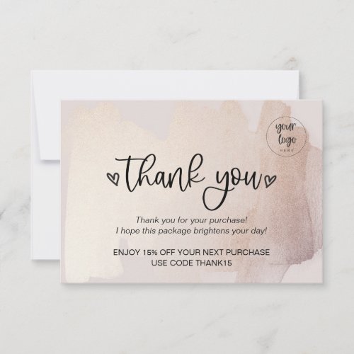 Business Thank You For Order Insert Gold Blush