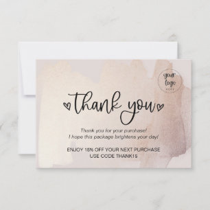 Business Thank You For Order Insert Gold Blush Card