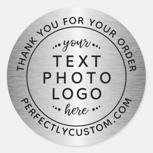 Business thank you for order silver gray gradient classic round sticker