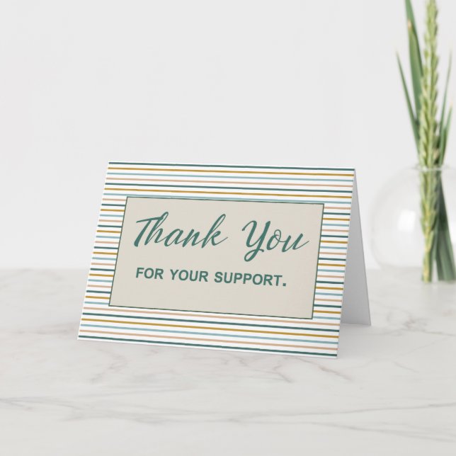 Business Thank You for Support Minimalist Stripes Card (Front)