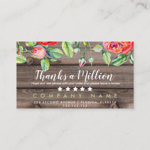 Business Thank You for your business thanks a mill Business Card