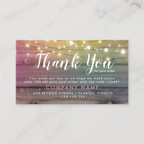 Business Thank You for your business thanks order Business Card