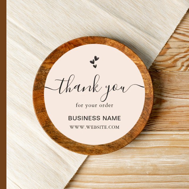 Business Thank You for Your Order Girly Blush Pink Classic Round Sticker (Creator Uploaded)