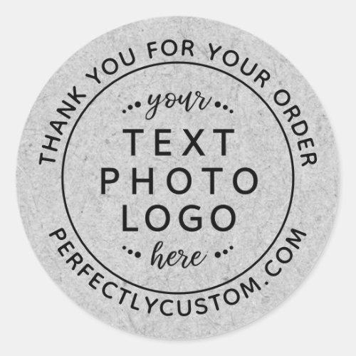 Business thank you for your order logo gray paper  classic round sticker