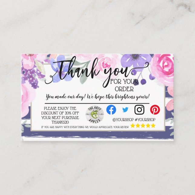 Business Thank You for your order marketing card (Front)